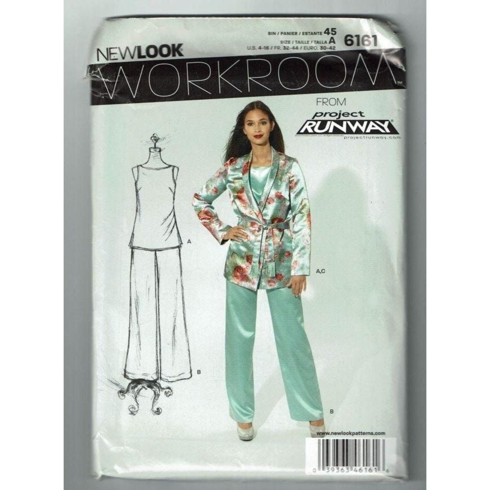 New Look Sewing Pattern 6161 Jacket Pants Top Size 4-16 Project Runway